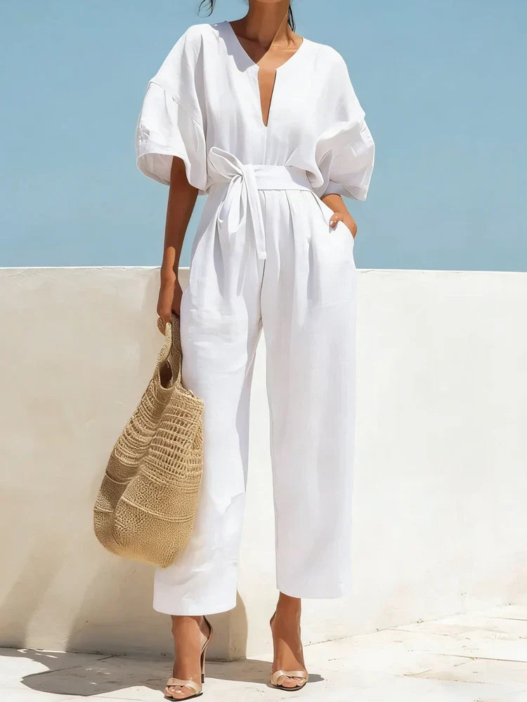 Zalira | Women's Summer Linen Jumpsuit-Omni Prime Goods