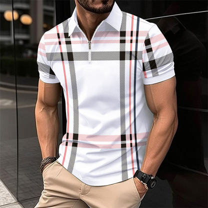 Zane | Men's Checkered Pattern Polo Shirt-Omni Prime Goods