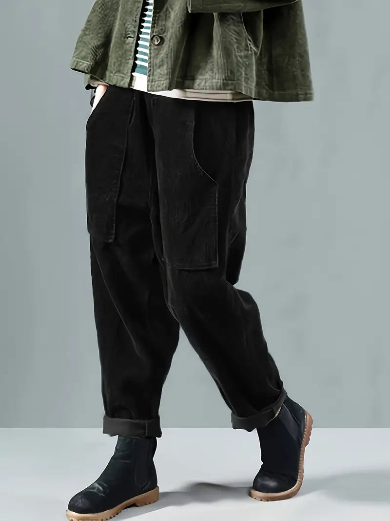Women’s Modern Straight-Leg Corduroy Trousers for Winter