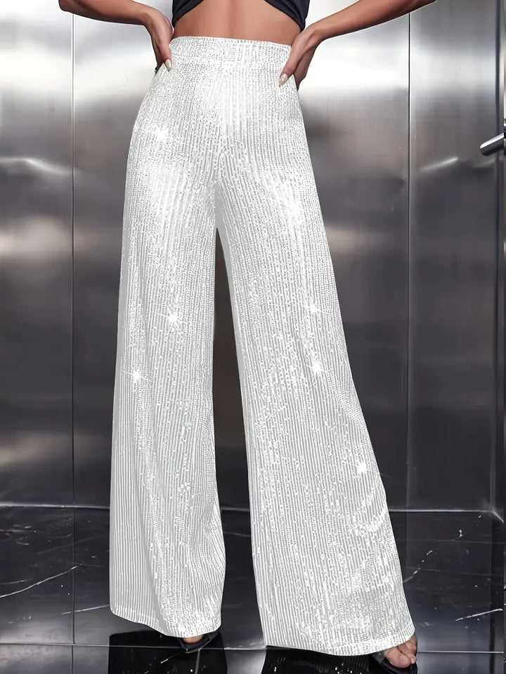 Women’s High Waist Wide Leg Sequin Trousers