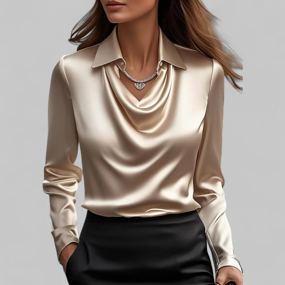 Adeline | Women's Long Sleeve Draped Neck Top