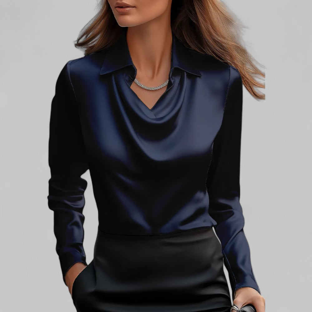 Adeline | Women's Long Sleeve Draped Neck Top