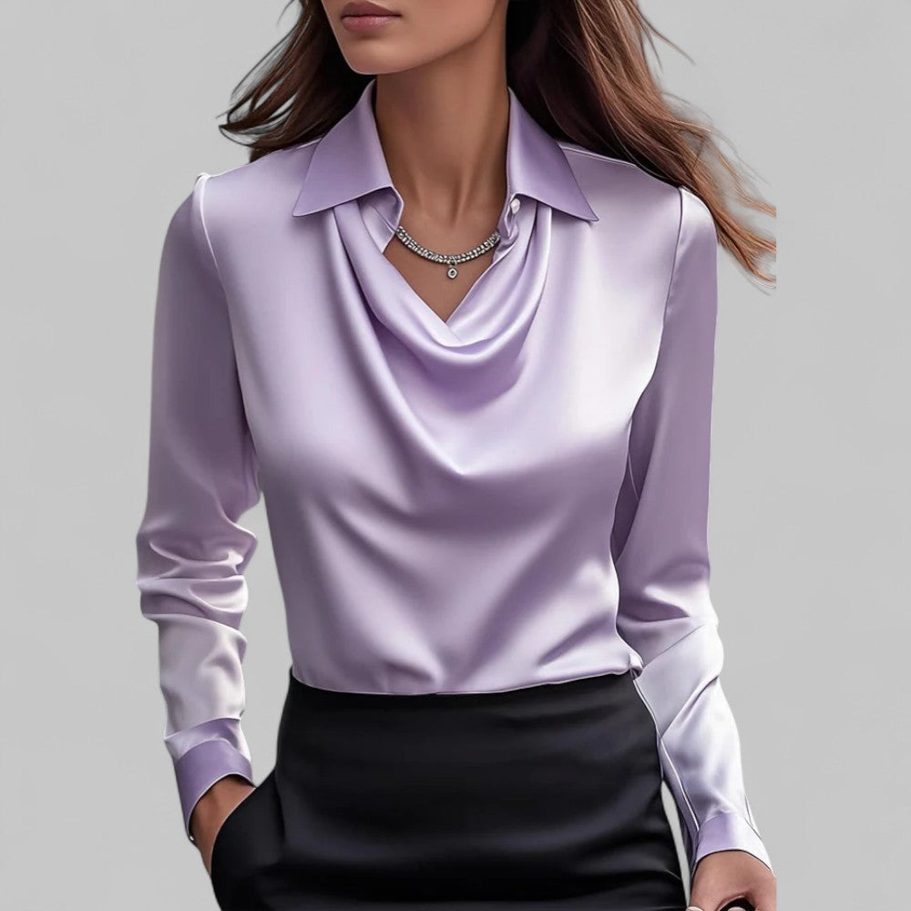Adeline | Women's Long Sleeve Draped Neck Top