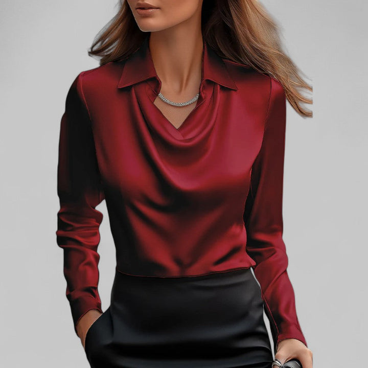Adeline | Women's Long Sleeve Draped Neck Top
