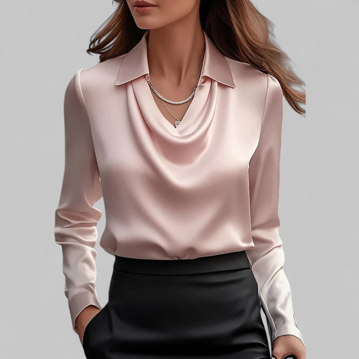 Adeline | Women's Long Sleeve Draped Neck Top