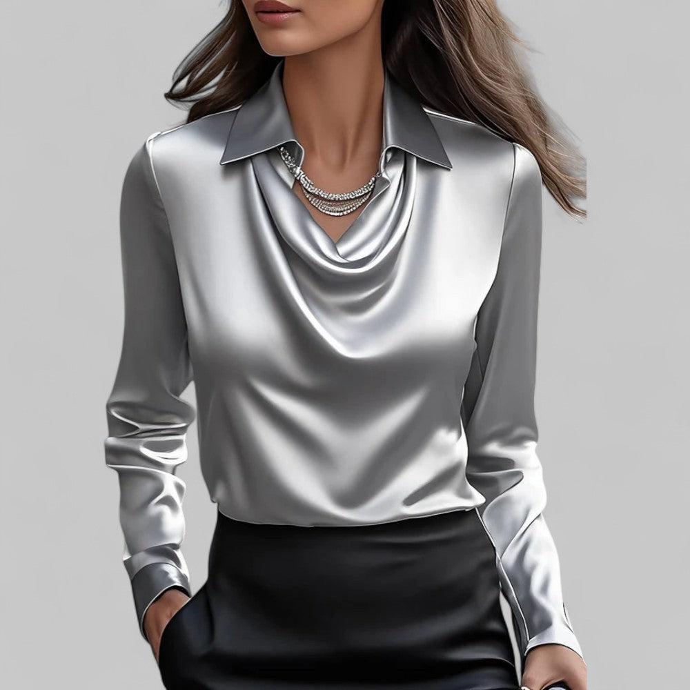 Adeline | Women's Long Sleeve Draped Neck Top