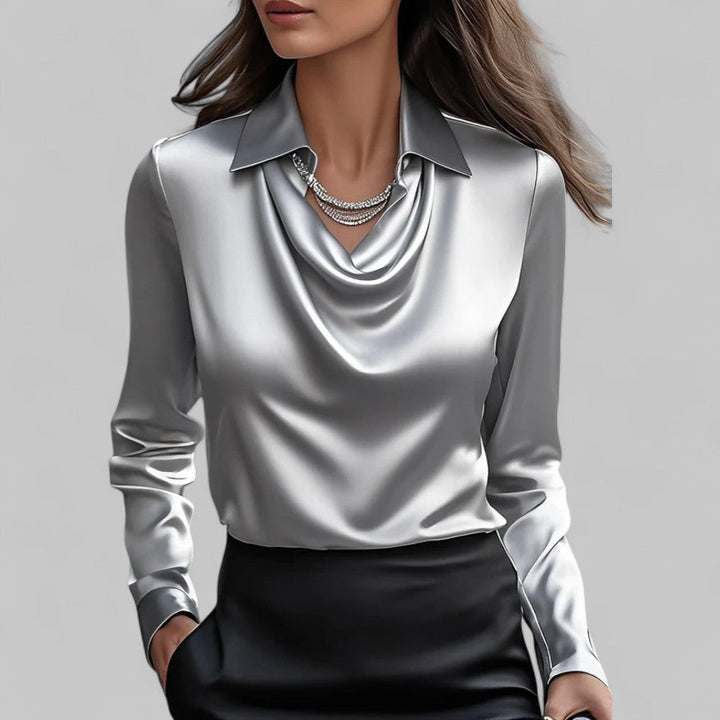 Adeline | Women's Long Sleeve Draped Neck Top