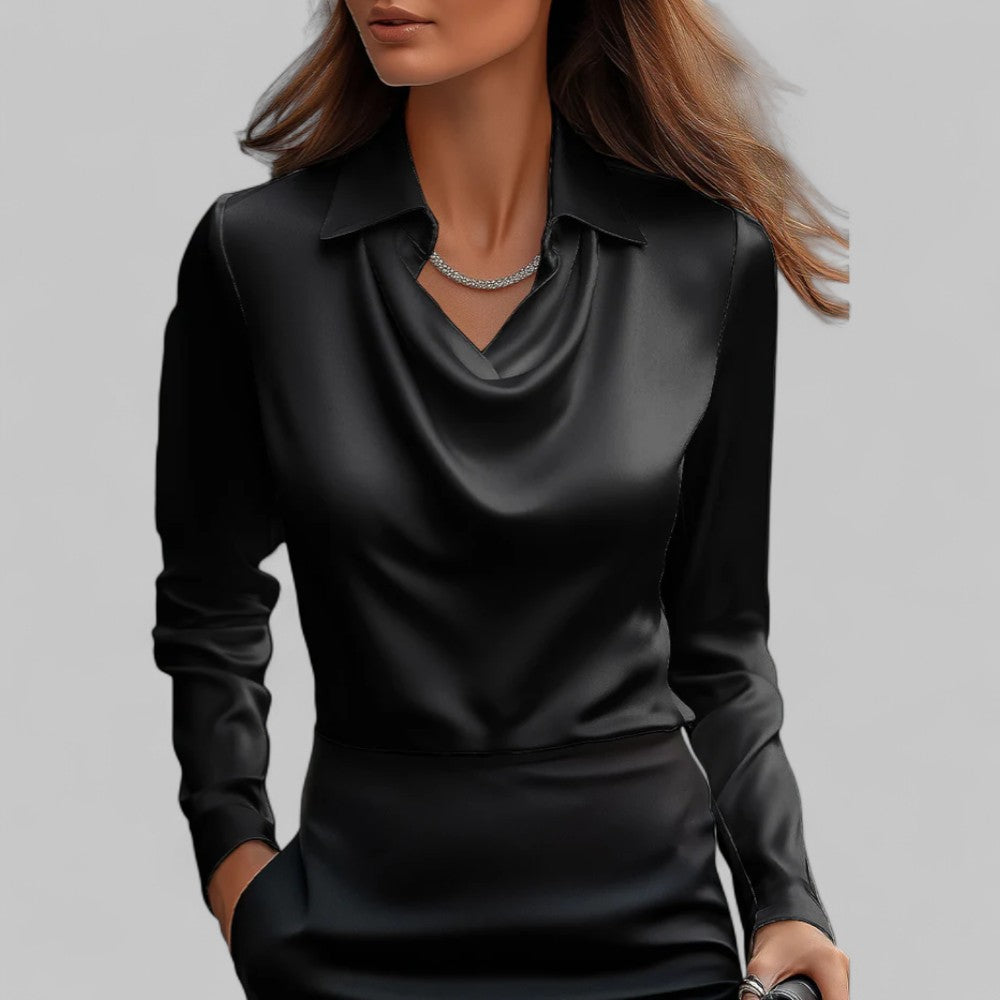 Adeline | Women's Long Sleeve Draped Neck Top