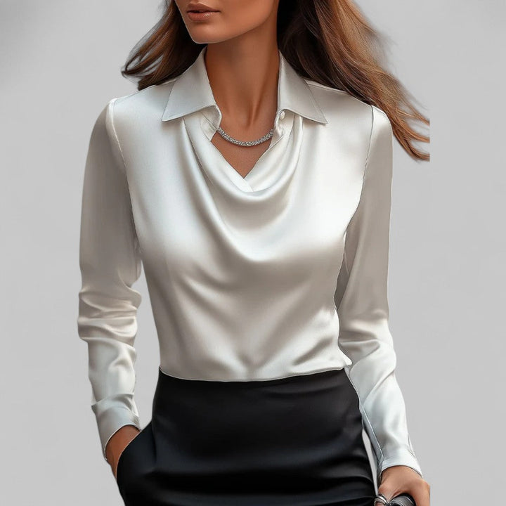 Adeline | Women's Long Sleeve Draped Neck Top