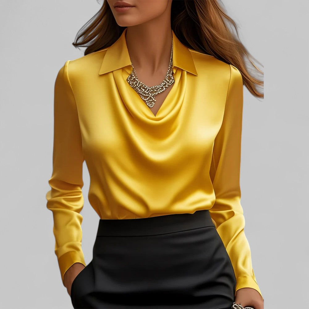 Adeline | Women's Long Sleeve Draped Neck Top
