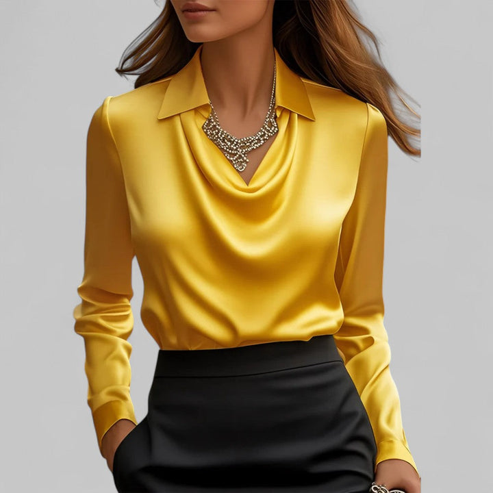 Adeline | Women's Long Sleeve Draped Neck Top