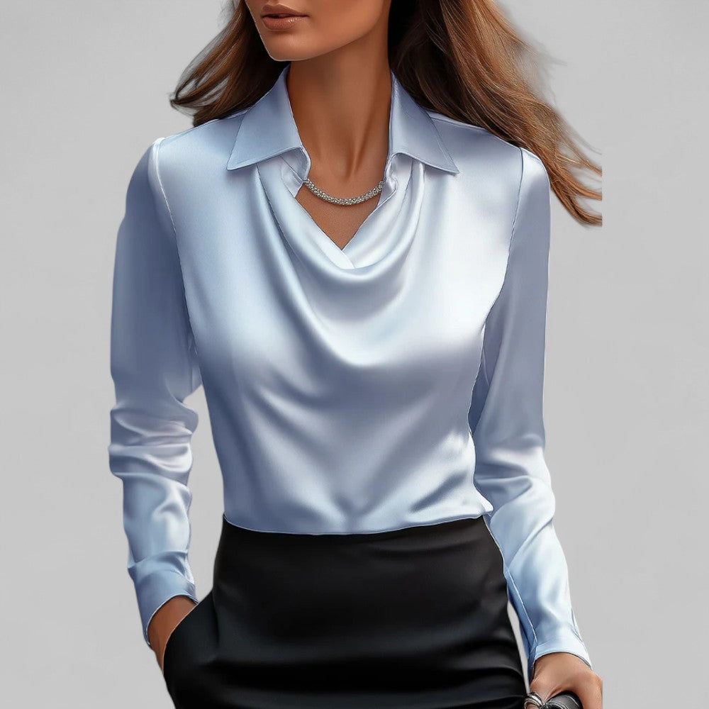 Adeline | Women's Long Sleeve Draped Neck Top