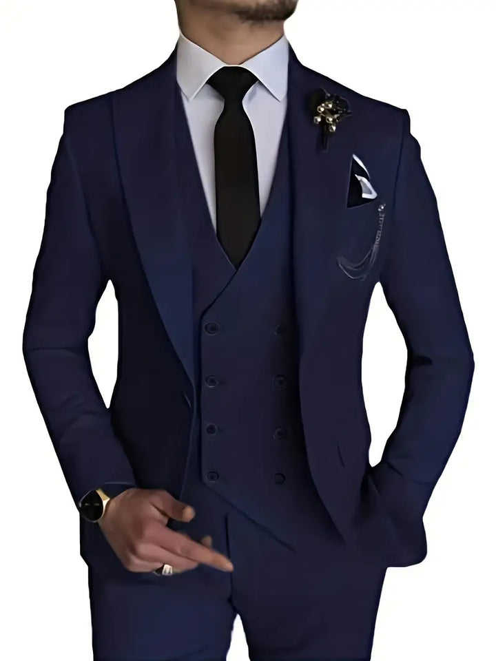 James | Men's Three-Piece Business Blazer, Vest, and Trouser Set
