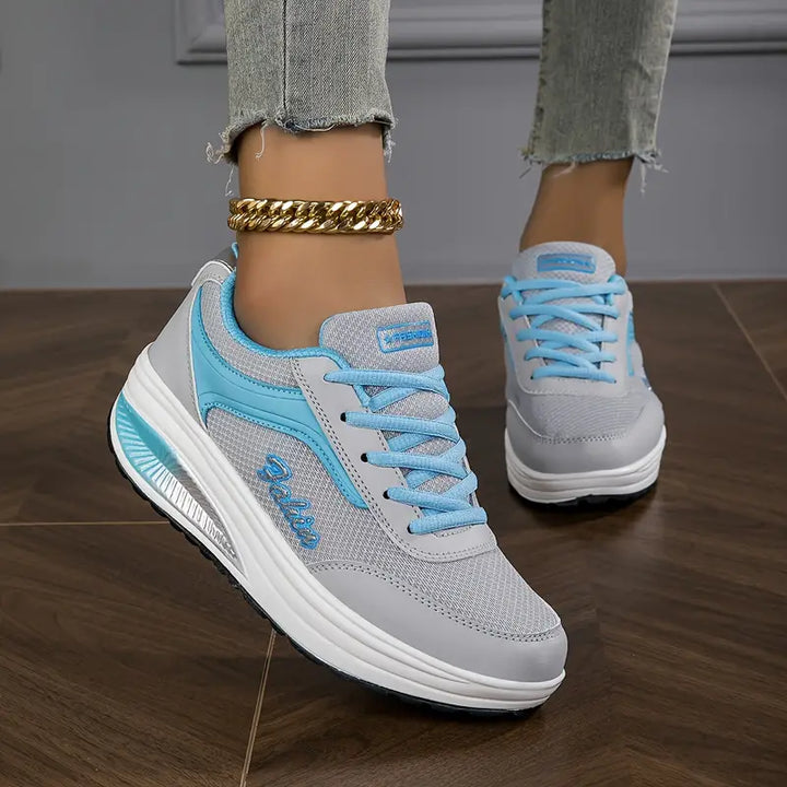 Rowie | Women's Casual Mesh Sneakers with Laces | Wedge Heel