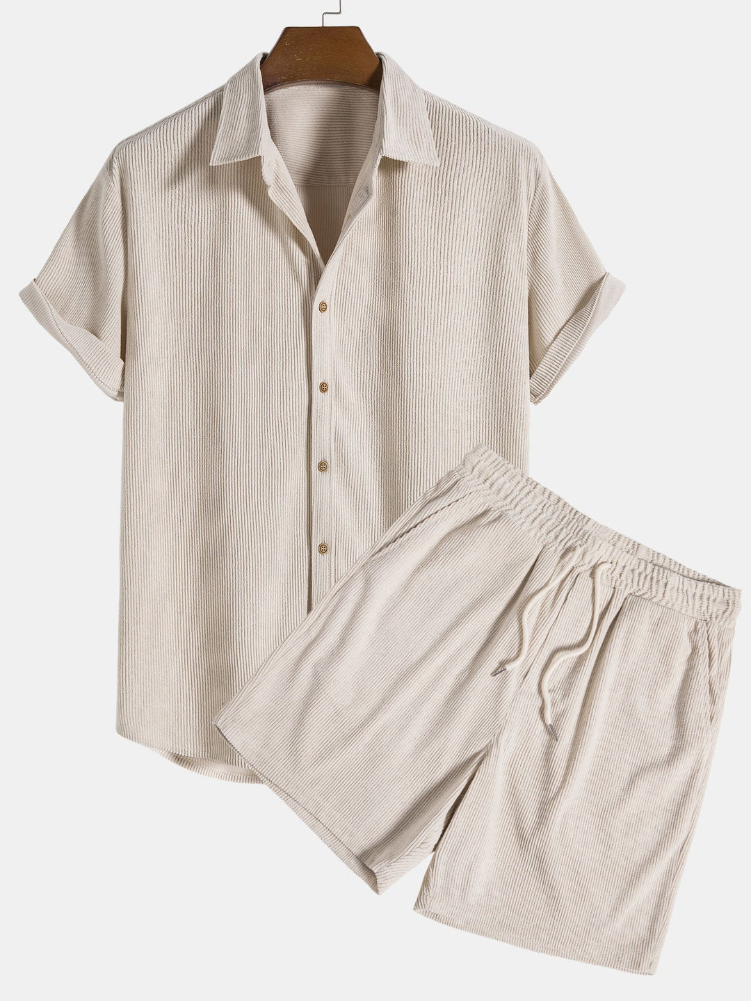 Aiden | Men's Short Sleeve Button-Down Shirt and Drawstring Shorts Set