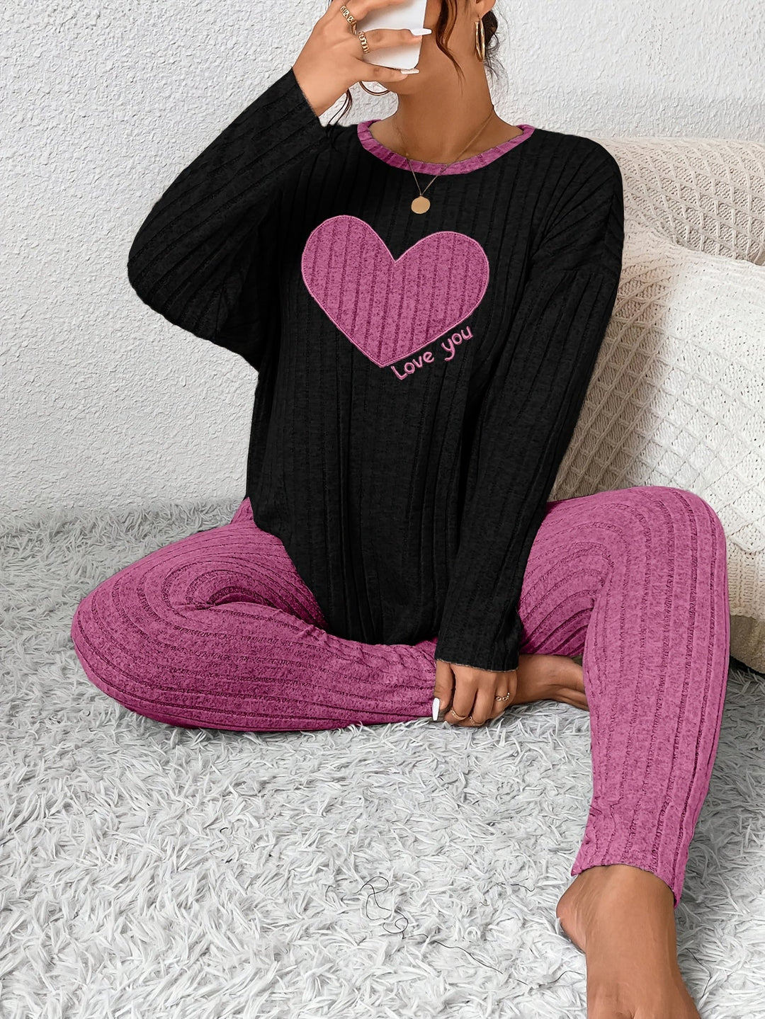 Alana | Women's Long Sleeve Ribbed Two-Piece Outfit