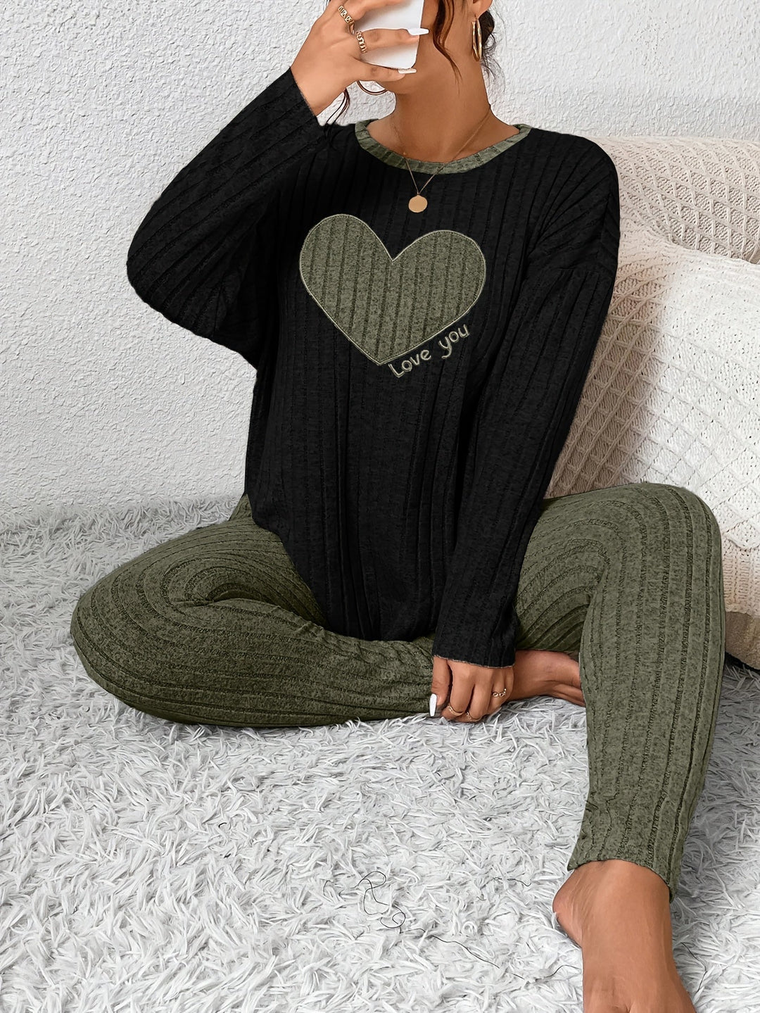 Alana | Women's Long Sleeve Ribbed Two-Piece Outfit