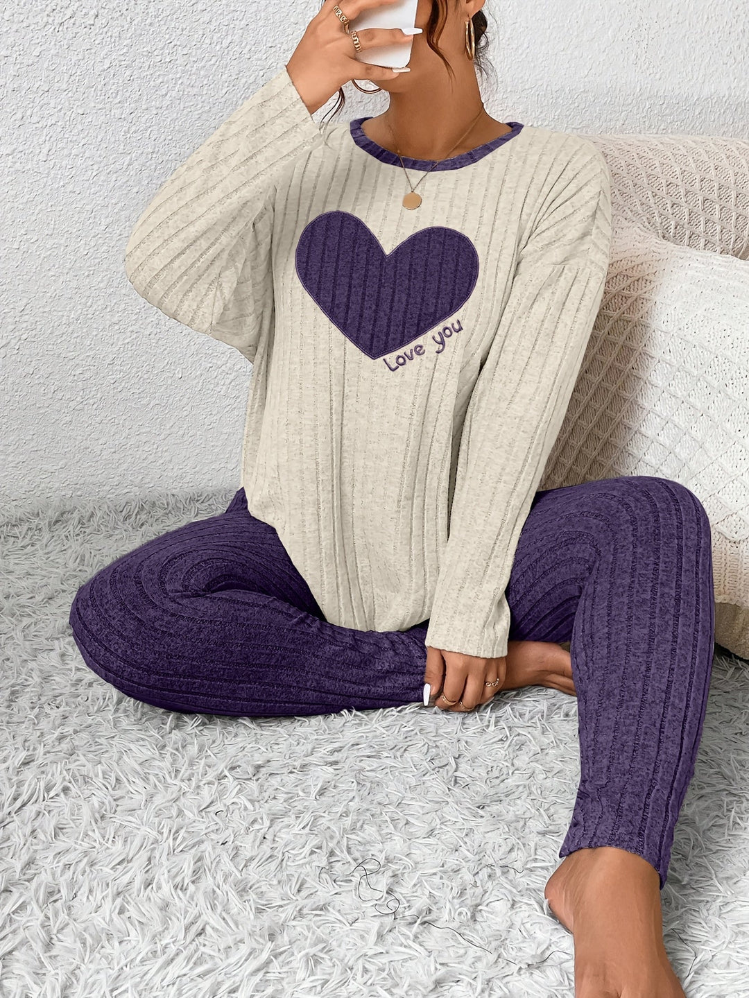 Alana | Women's Long Sleeve Ribbed Two-Piece Outfit