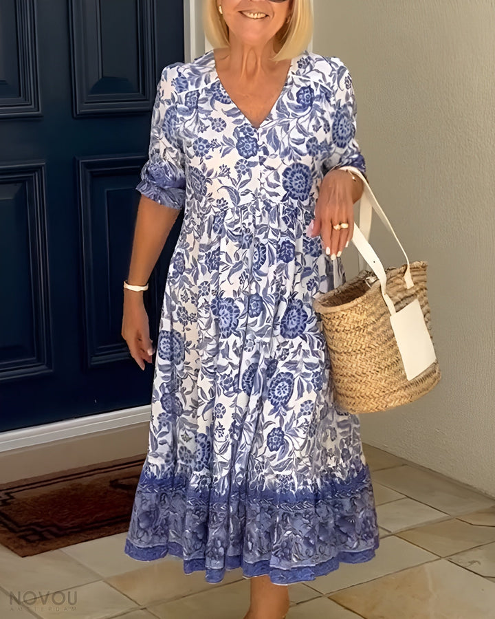 Amanda | Women's Floral V-Neck Midi Dress