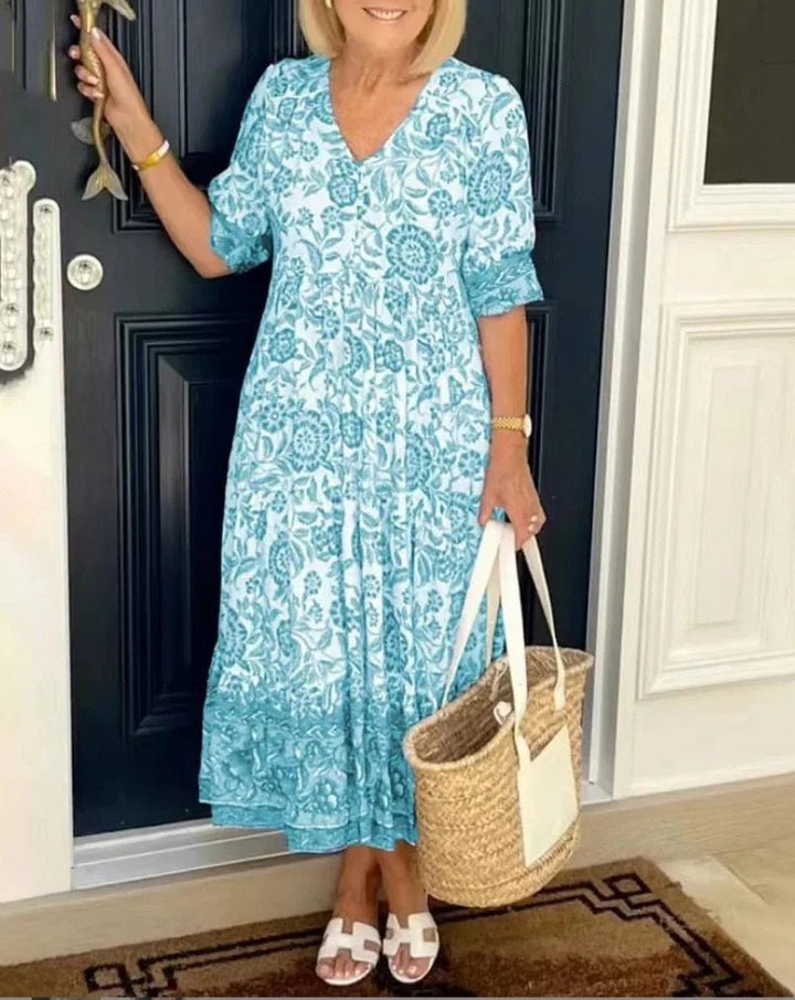 Amanda | Women's Floral V-Neck Midi Dress