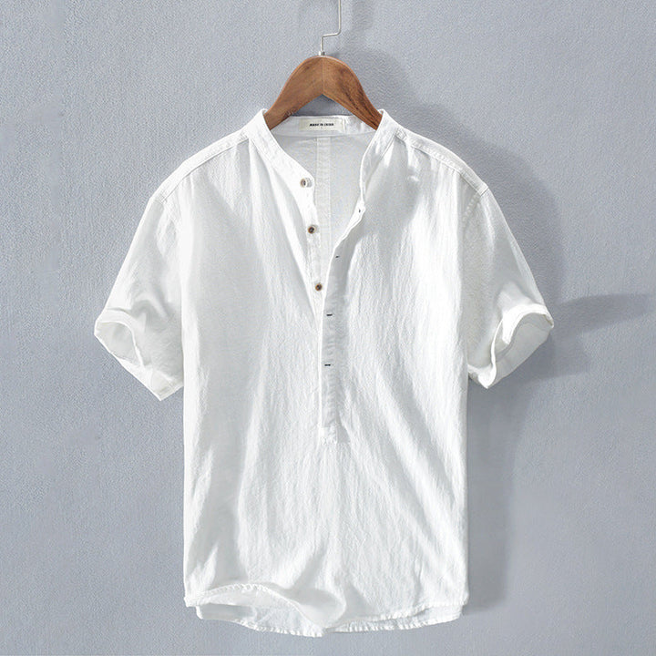 Amos | Men's Band Collar Casual Button-Down Shirt
