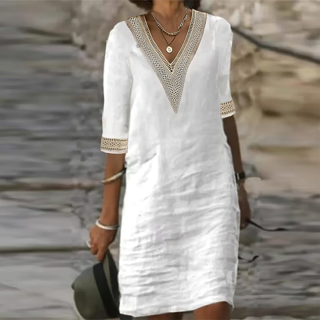 Angela | Women's V-Neck A-Line Casual Mini Dress