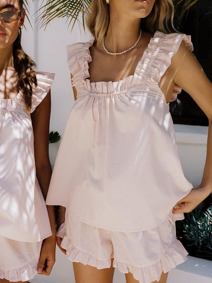 Angie | Women's Ruffle Top and Shorts Outfit