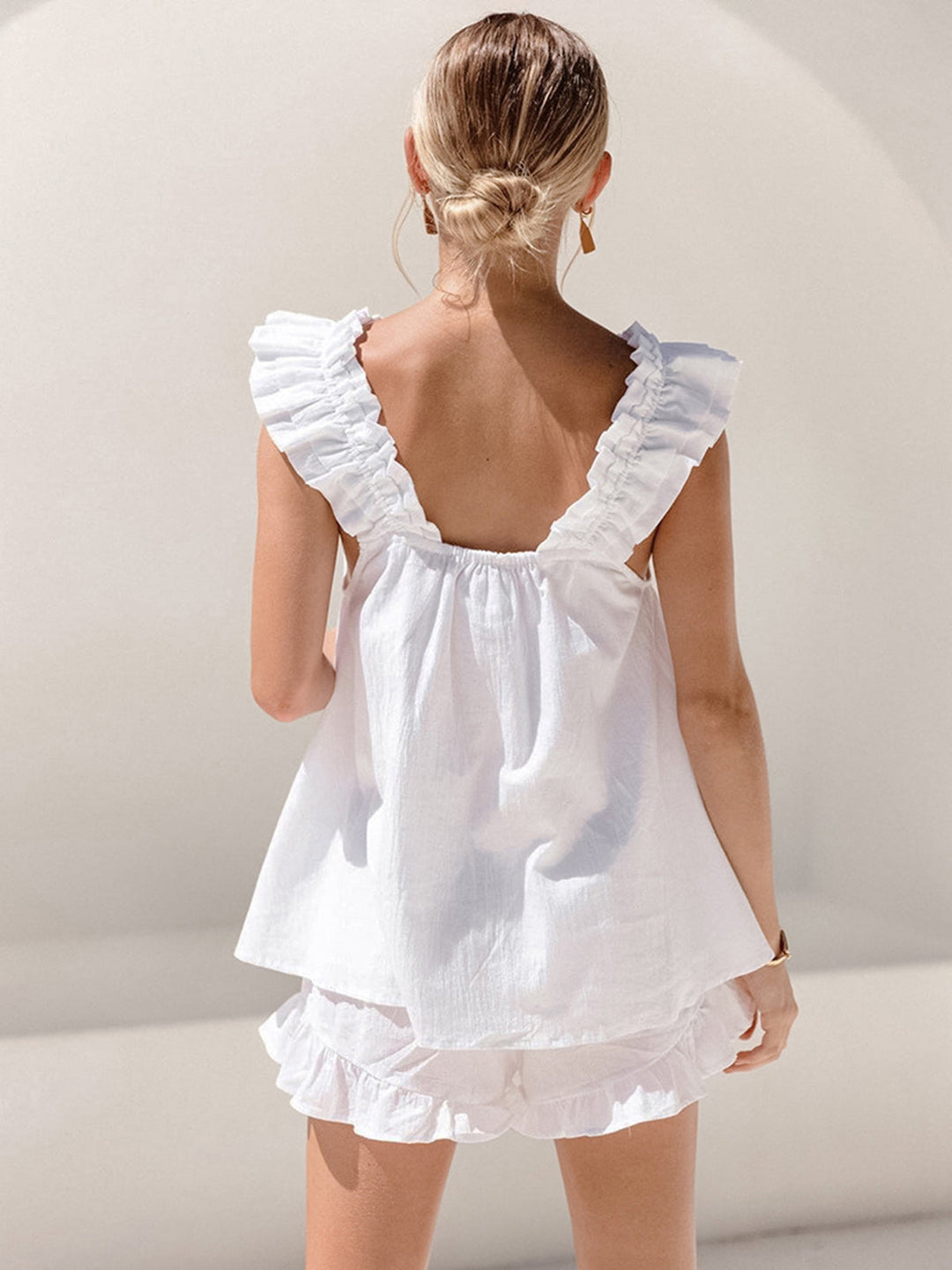 Angie | Women's Ruffle Top and Shorts Outfit
