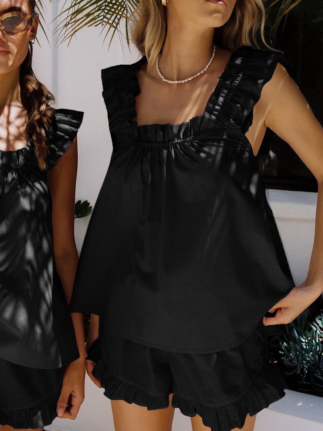 Angie | Women's Ruffle Top and Shorts Outfit