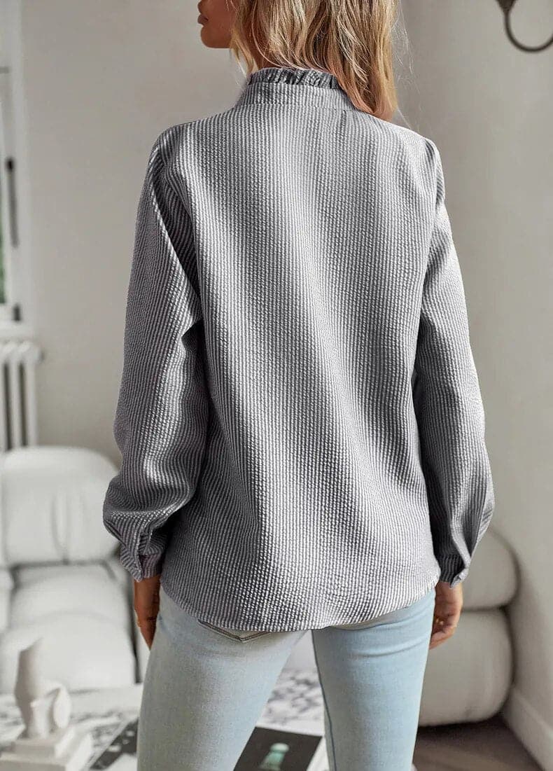 Ann | Women's Ruffle Long Sleeve Button-Up Top
