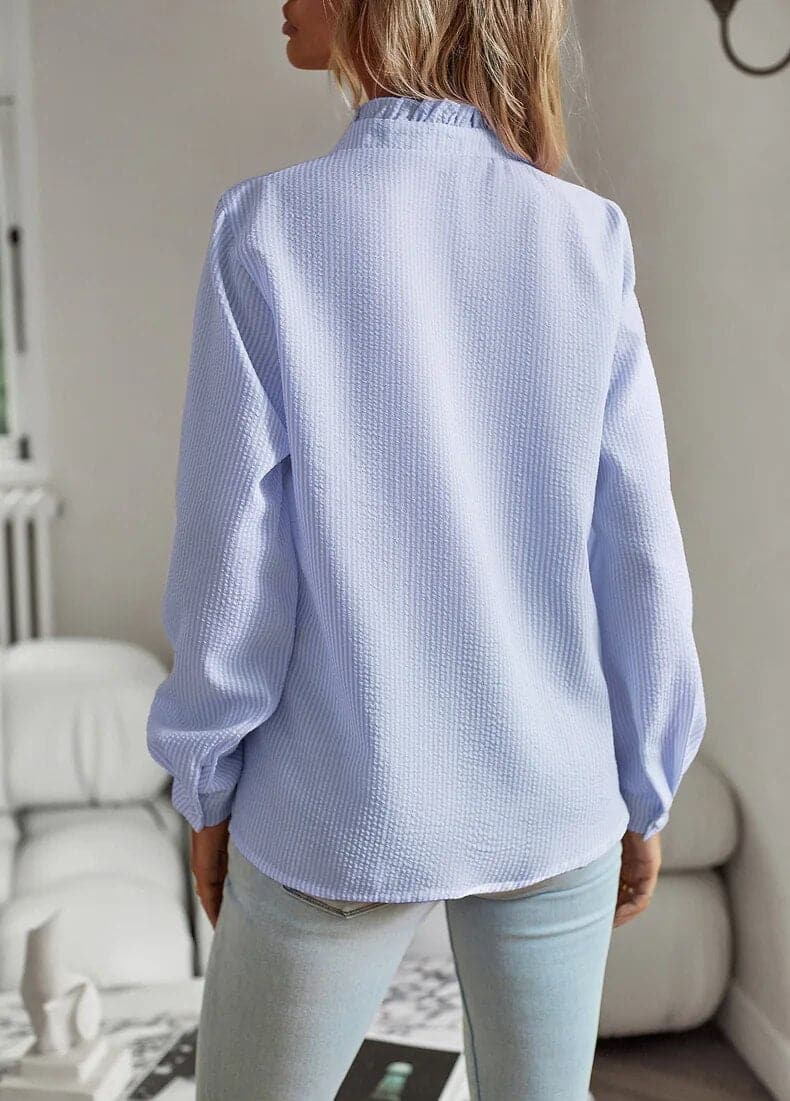 Ann | Women's Ruffle Long Sleeve Button-Up Top