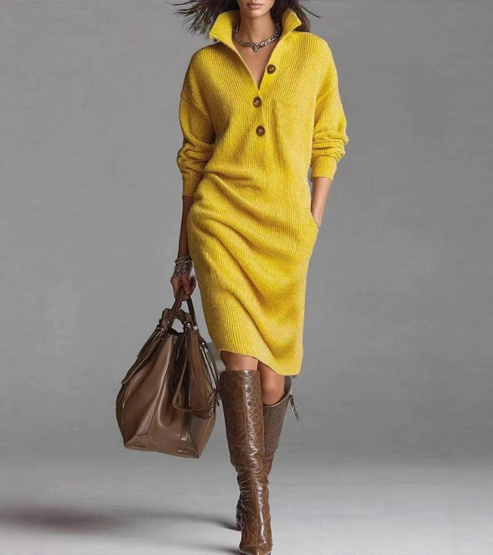 Anne | Women's High Neck Midi Sweater Dress