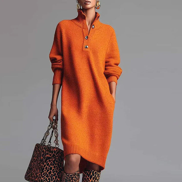 Anne | Women's High Neck Midi Sweater Dress