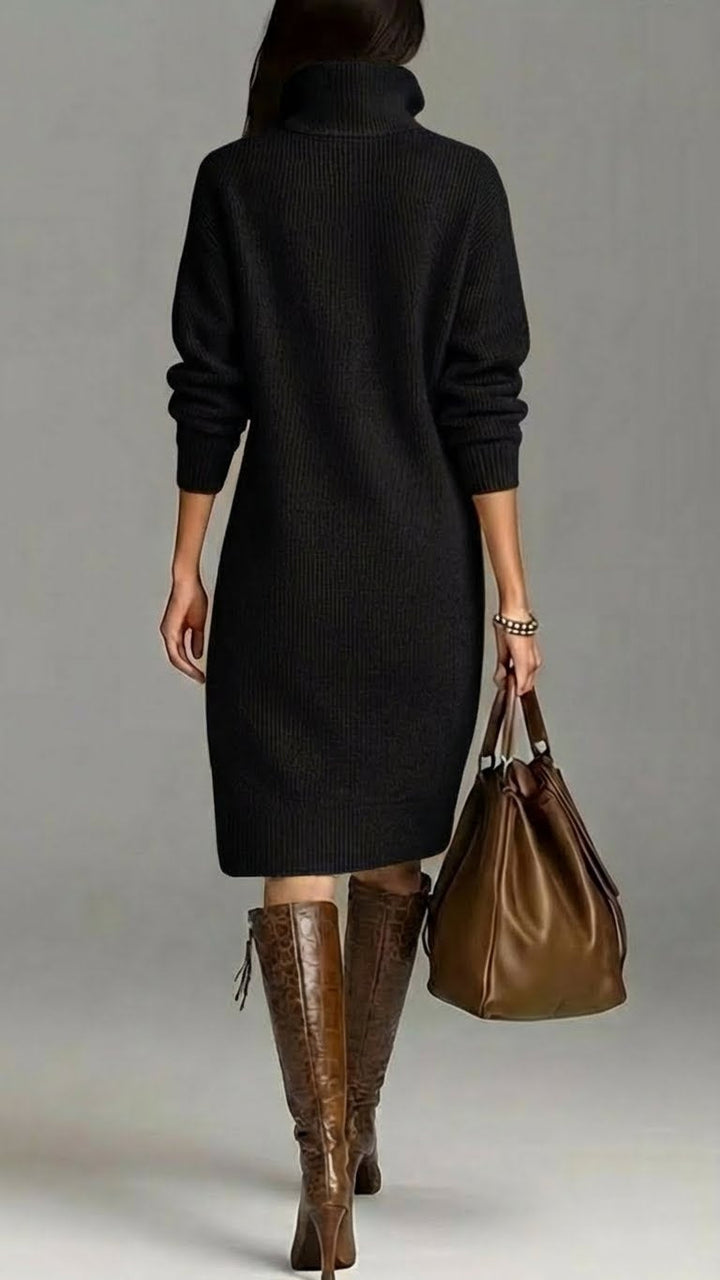 Anne | Women's High Neck Midi Sweater Dress