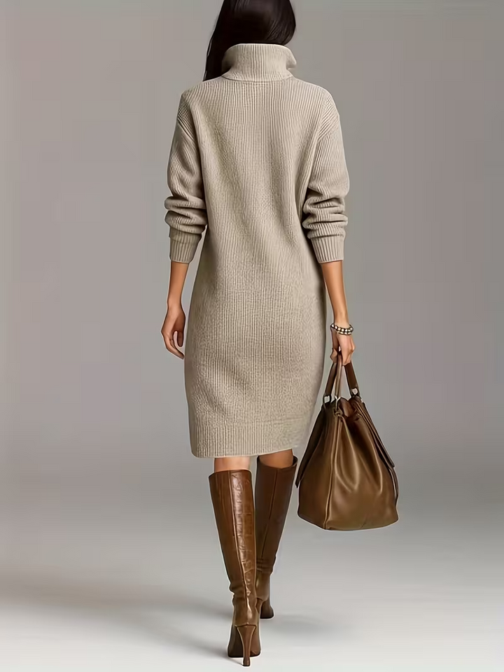 Anne | Women's High Neck Midi Sweater Dress