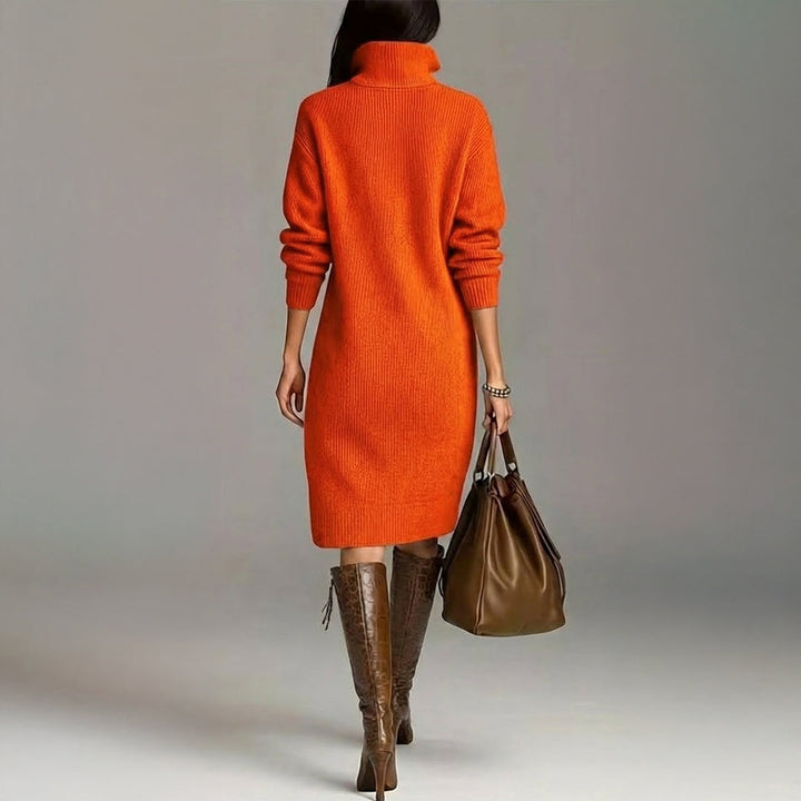 Anne | Women's High Neck Midi Sweater Dress