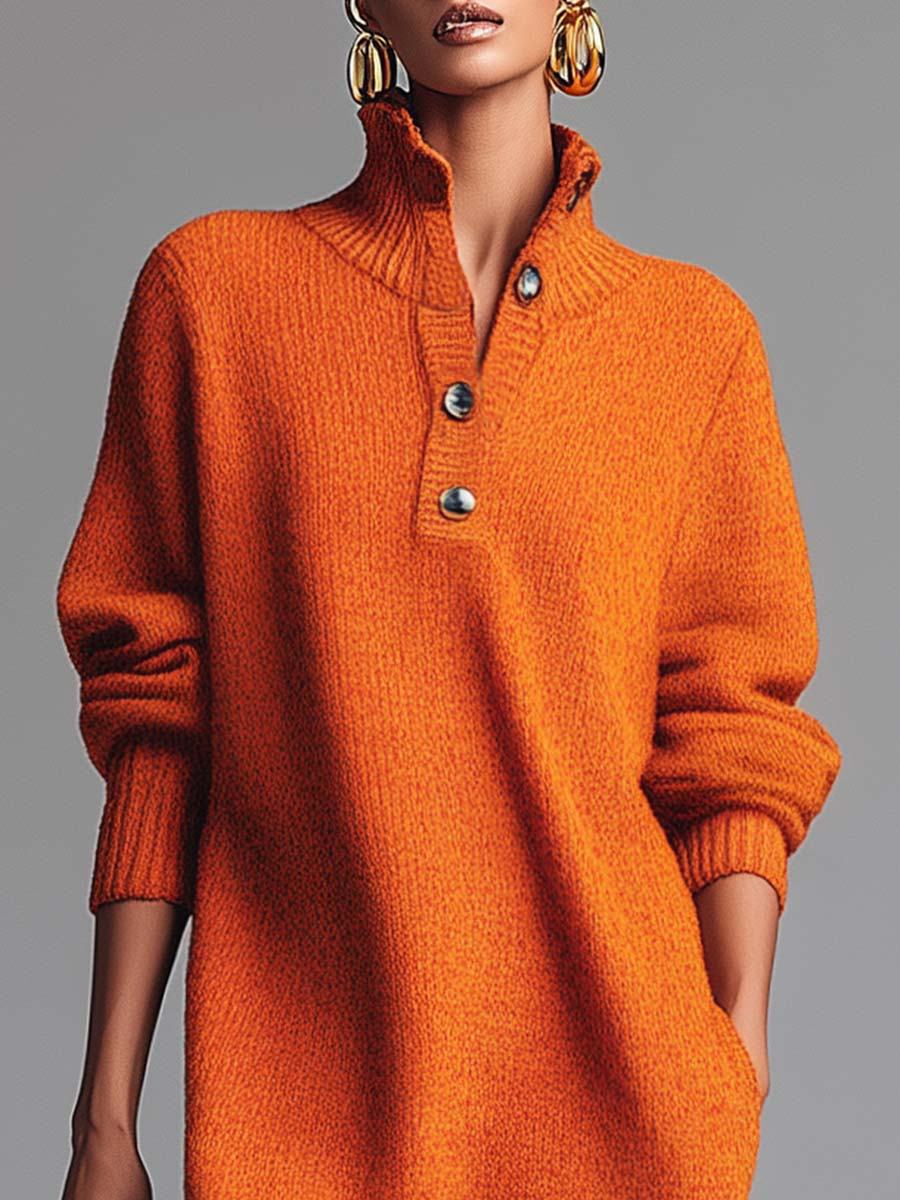Anne | Women's High Neck Midi Sweater Dress