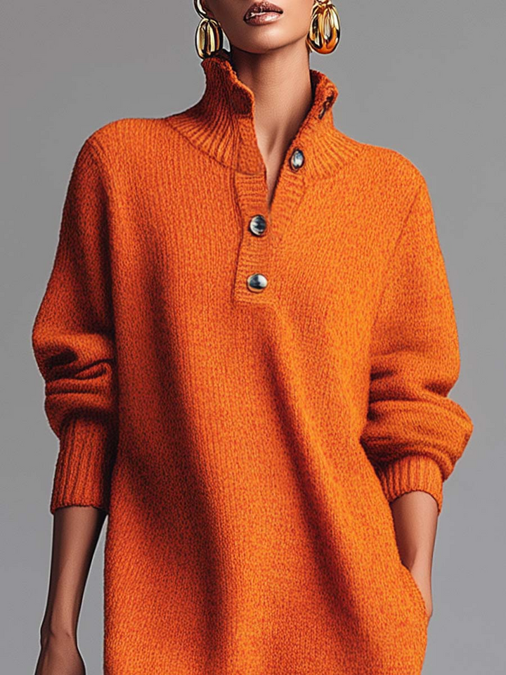 Anne | Women's High Neck Midi Sweater Dress