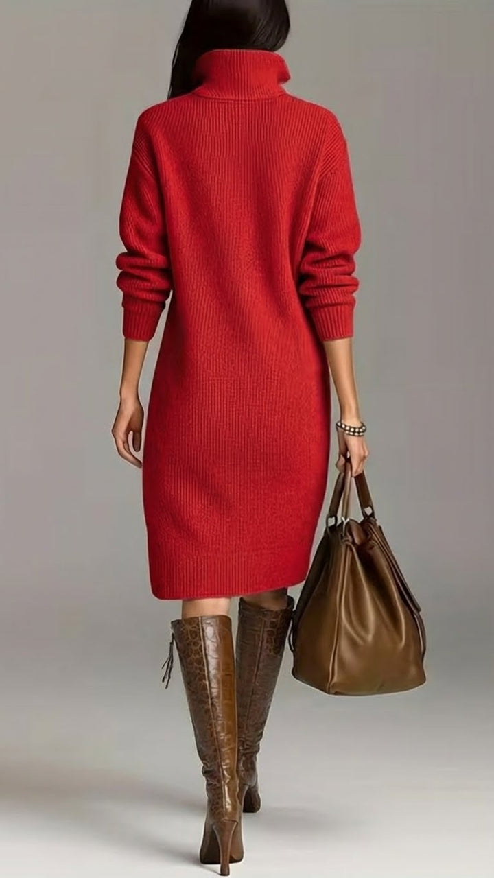 Anne | Women's High Neck Midi Sweater Dress