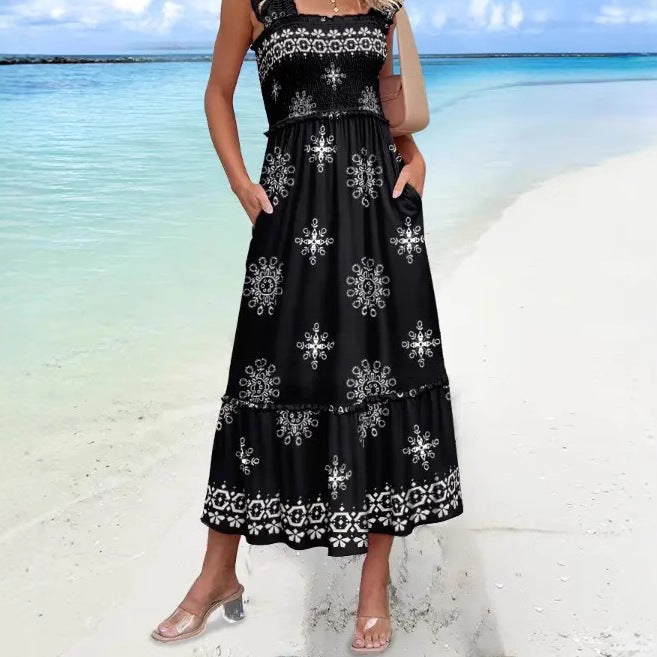 Ariana | Women's Sleeveless Midi Dress with Print