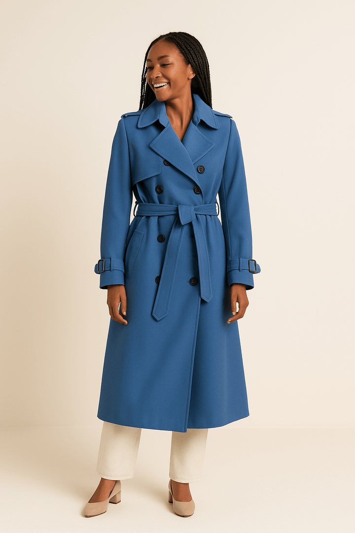 Women's Tailored Mid-Length Trench Coat with Belt
