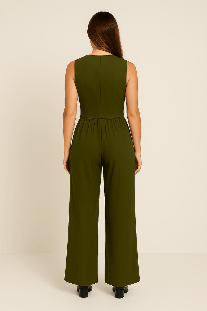 Yveline | Women's Linen Vest and Wide-Leg Trousers Outfit