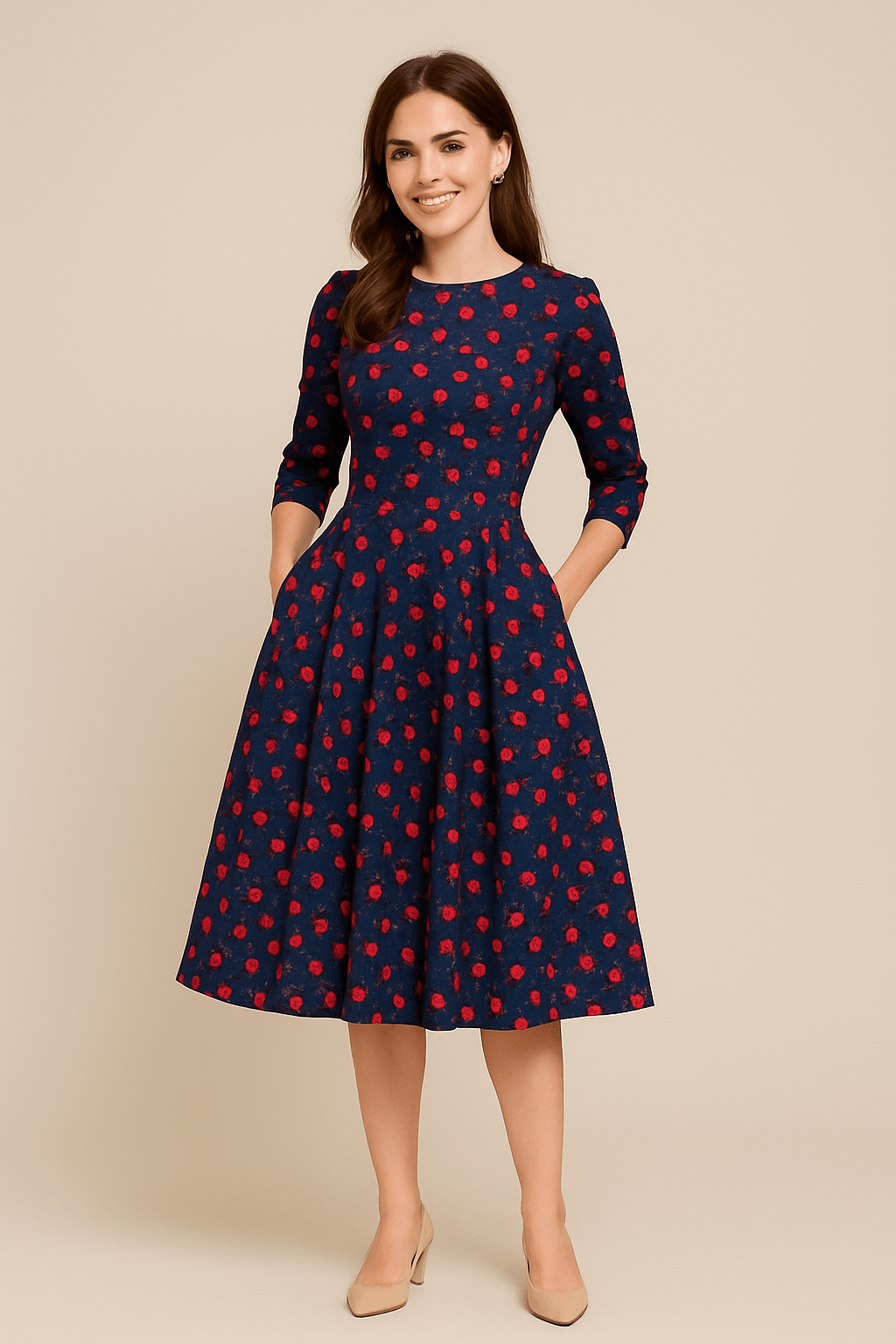 Havienne | Women's Floral A-Line Knee-Length Dress