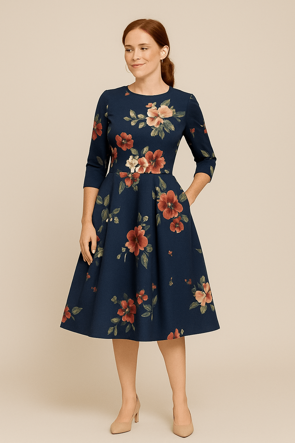 Havienne | Women's Floral A-Line Knee-Length Dress