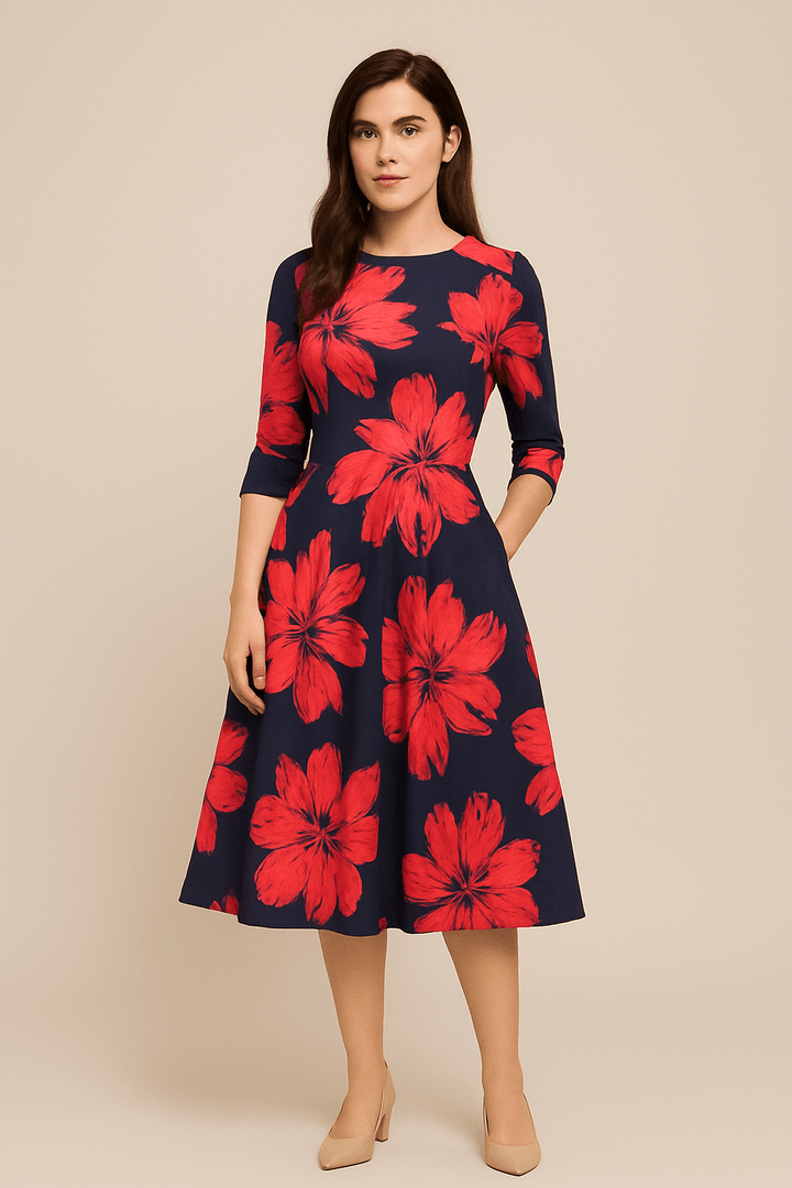 Havienne | Women's Floral A-Line Knee-Length Dress