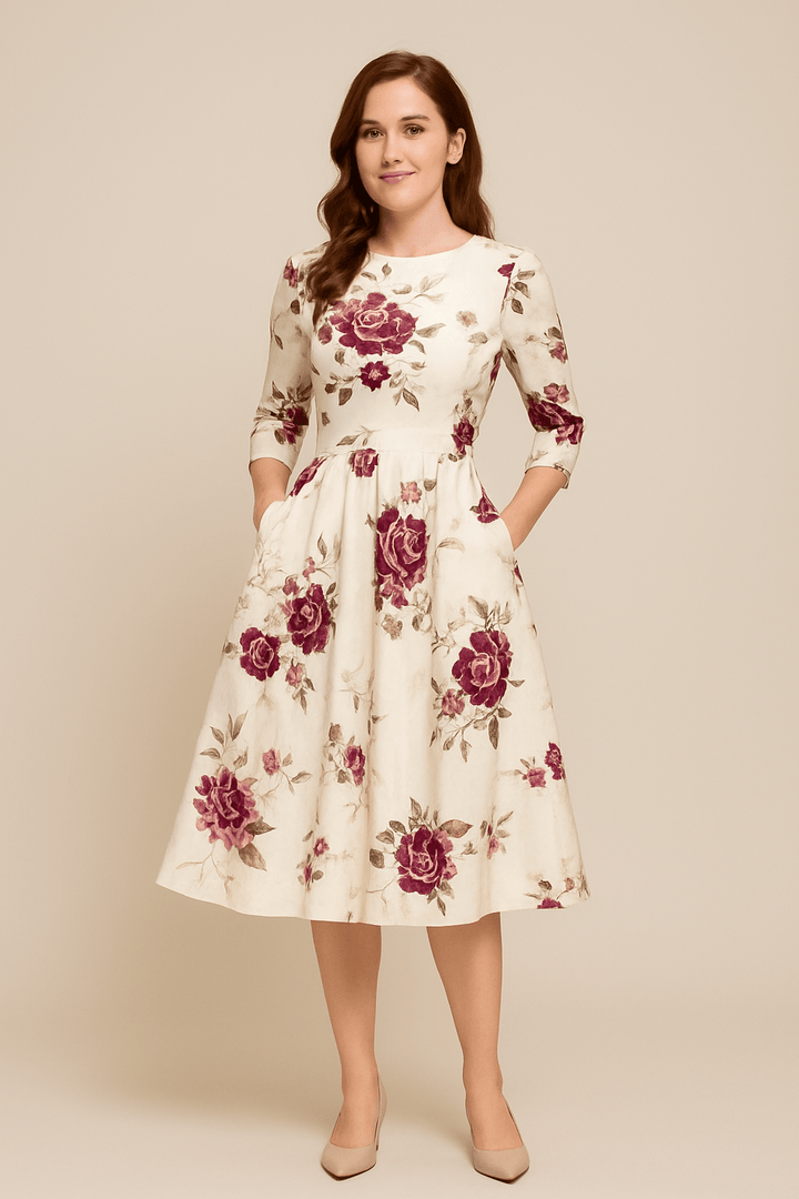 Havienne | Women's Floral A-Line Knee-Length Dress