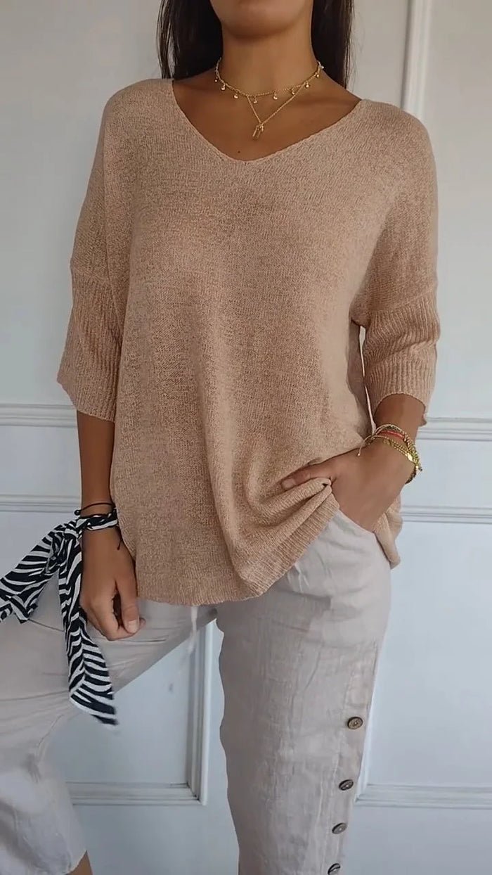 Ashley | Women's Oversized Knit V-Neck Sweater