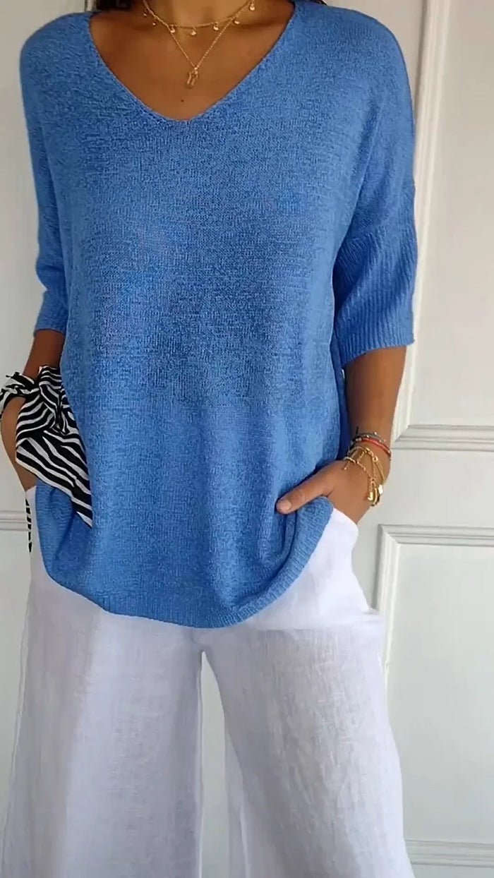 Ashley | Women's Oversized Knit V-Neck Sweater