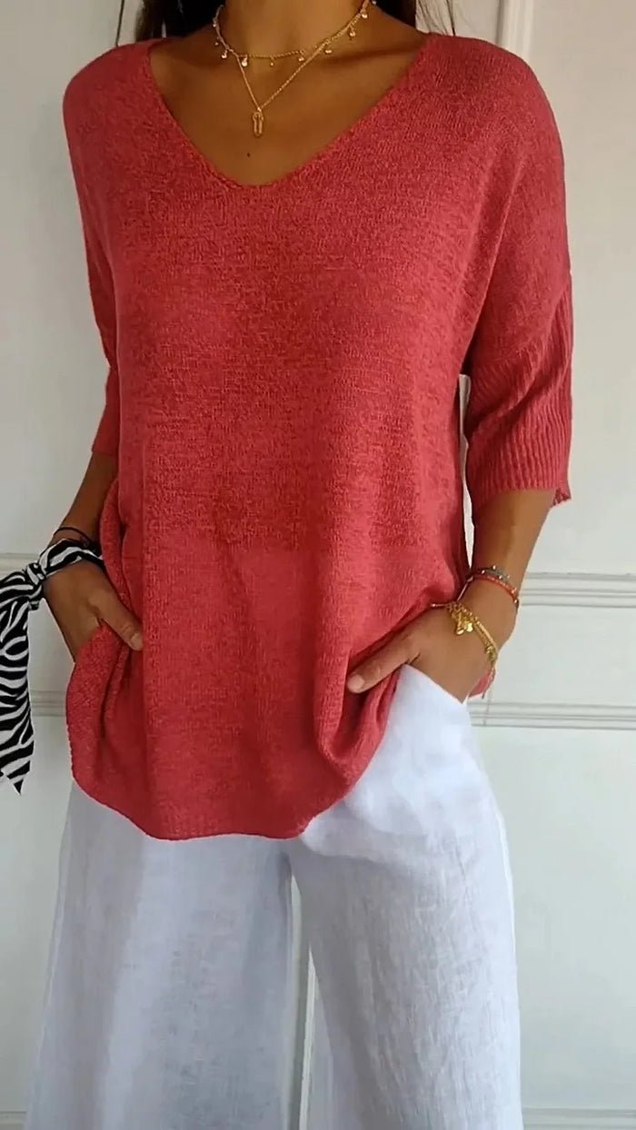Ashley | Women's Oversized Knit V-Neck Sweater