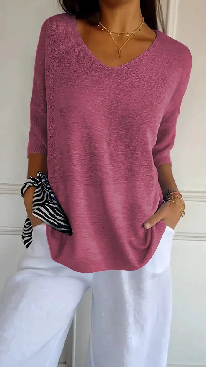 Ashley | Women's Oversized Knit V-Neck Sweater